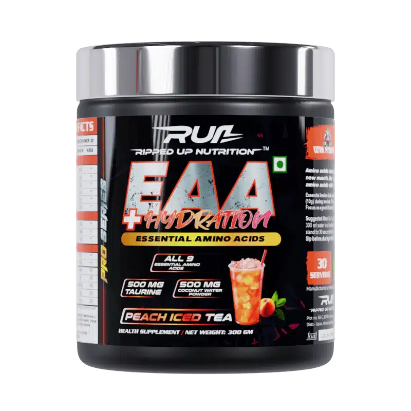 EAA3.webp Ripped Up Nutrition Pro Series EAA + Hydration Essential Amino Acids 300g Peach Iced Tea - Image 1