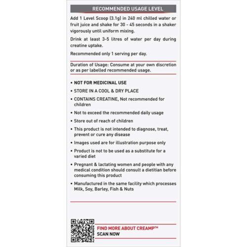 MuscleBlaze Creatine Monohydrate CreAMP 250 g (0.55 lb) Unflavored - Image 4