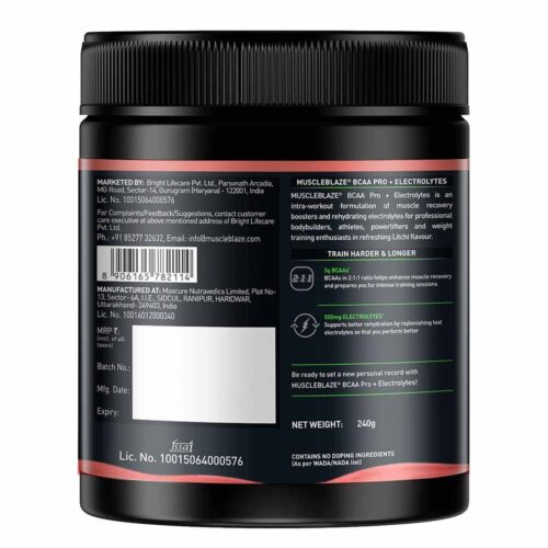 MuscleBlaze BCAA Pro Essential Amino Acids 240 g (0.53 lb) Litchi - Image 3