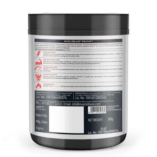 MuscleBlaze Pre Workout WrathX 300g Fruit Fury - Image 3