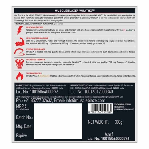 MuscleBlaze Pre Workout WrathX 300g Fruit Fury - Image 5