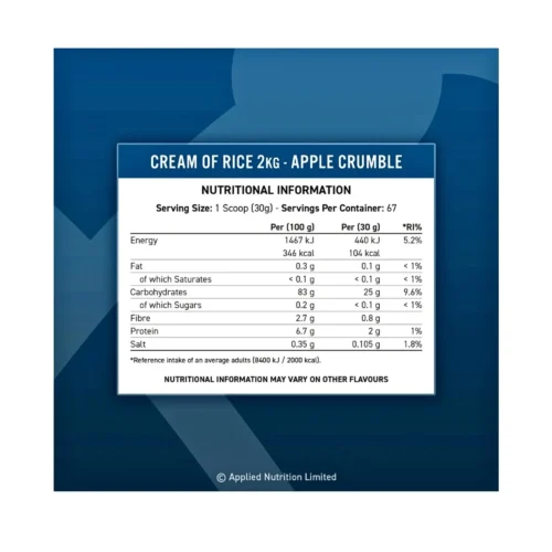 Applied Nutrition Cream of Rice 33 Servings